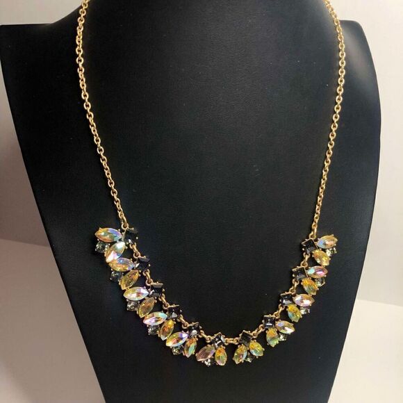 957 J.Crew Goldtone AB Aurora Borealis station necklace 18"-20" - Picture 3 of 3